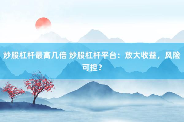 炒股杠杆最高几倍 炒股杠杆平台：放大收益，风险可控？