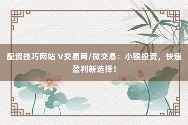 配资技巧网站 V交易网/微交易：小额投资，快速盈利新选择！