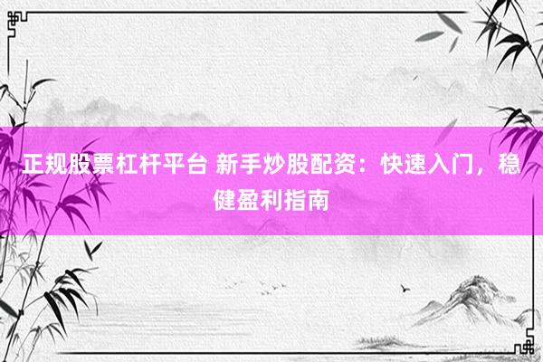正规股票杠杆平台 新手炒股配资：快速入门，稳健盈利指南