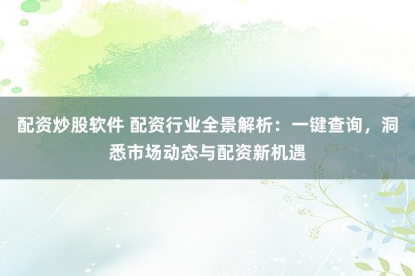 配资炒股软件 配资行业全景解析：一键查询，洞悉市场动态与配资新机遇