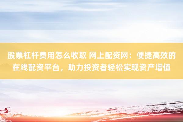 股票杠杆费用怎么收取 网上配资网：便捷高效的在线配资平台，助力投资者轻松实现资产增值