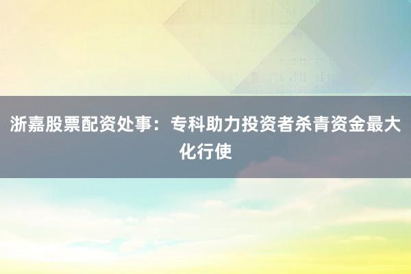 浙嘉股票配资处事：专科助力投资者杀青资金最大化行使