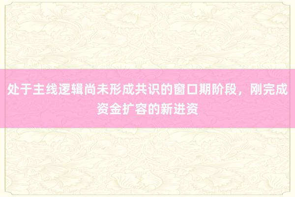 处于主线逻辑尚未形成共识的窗口期阶段,刚完成资金扩容的新进资
