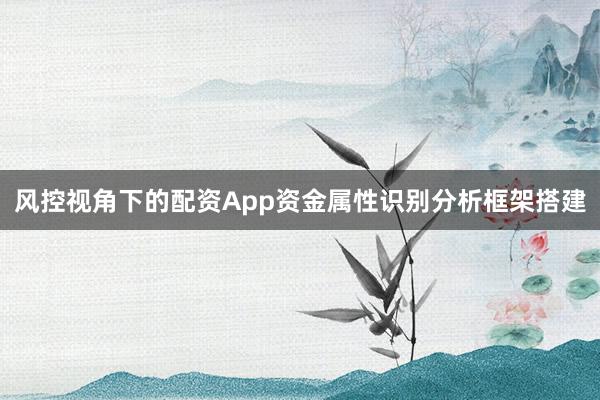 风控视角下的配资App资金属性识别分析框架搭建