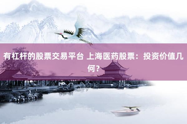 有杠杆的股票交易平台 上海医药股票：投资价值几何？