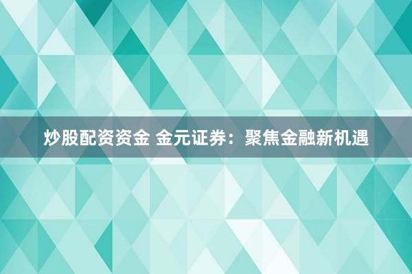 炒股配资资金 金元证券：聚焦金融新机遇