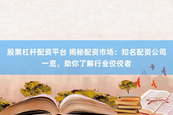 股票杠杆配资平台 揭秘配资市场：知名配资公司一览，助你了解行业佼佼者
