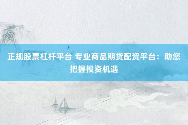 正规股票杠杆平台 专业商品期货配资平台：助您把握投资机遇