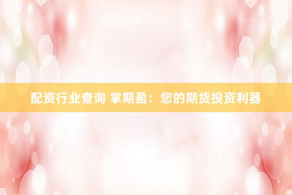 配资行业查询 掌期盈：您的期货投资利器