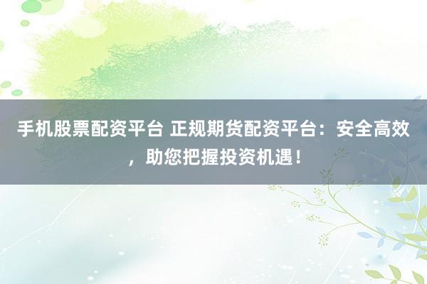 手机股票配资平台 正规期货配资平台：安全高效，助您把握投资机遇！