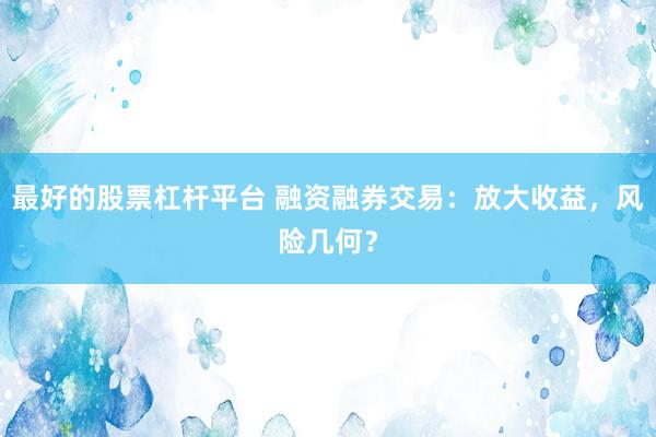 最好的股票杠杆平台 融资融券交易：放大收益，风险几何？